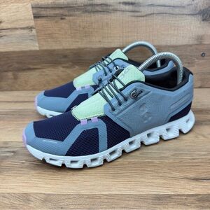 On Running Athletic Shoes in Gray, Blue, and Green